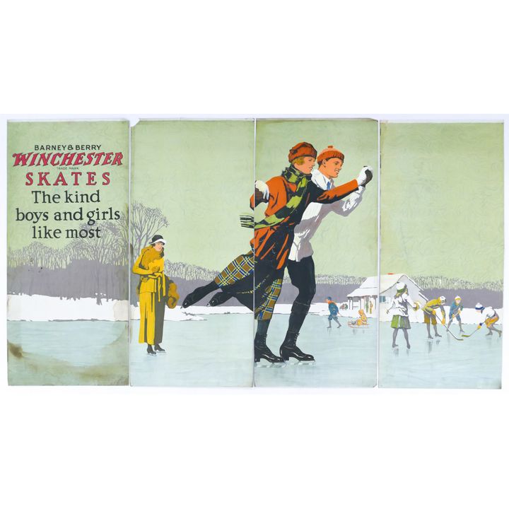 4pc 1920's Winchester Advertising Signs- Ice Skates