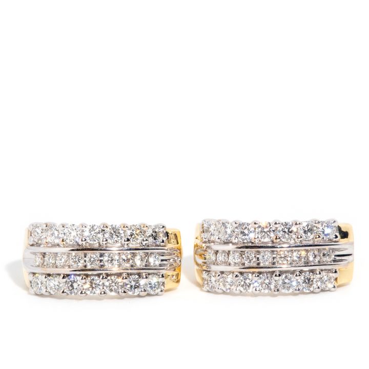 18 Carat Yellow Gold Diamond Huggie Earrings,