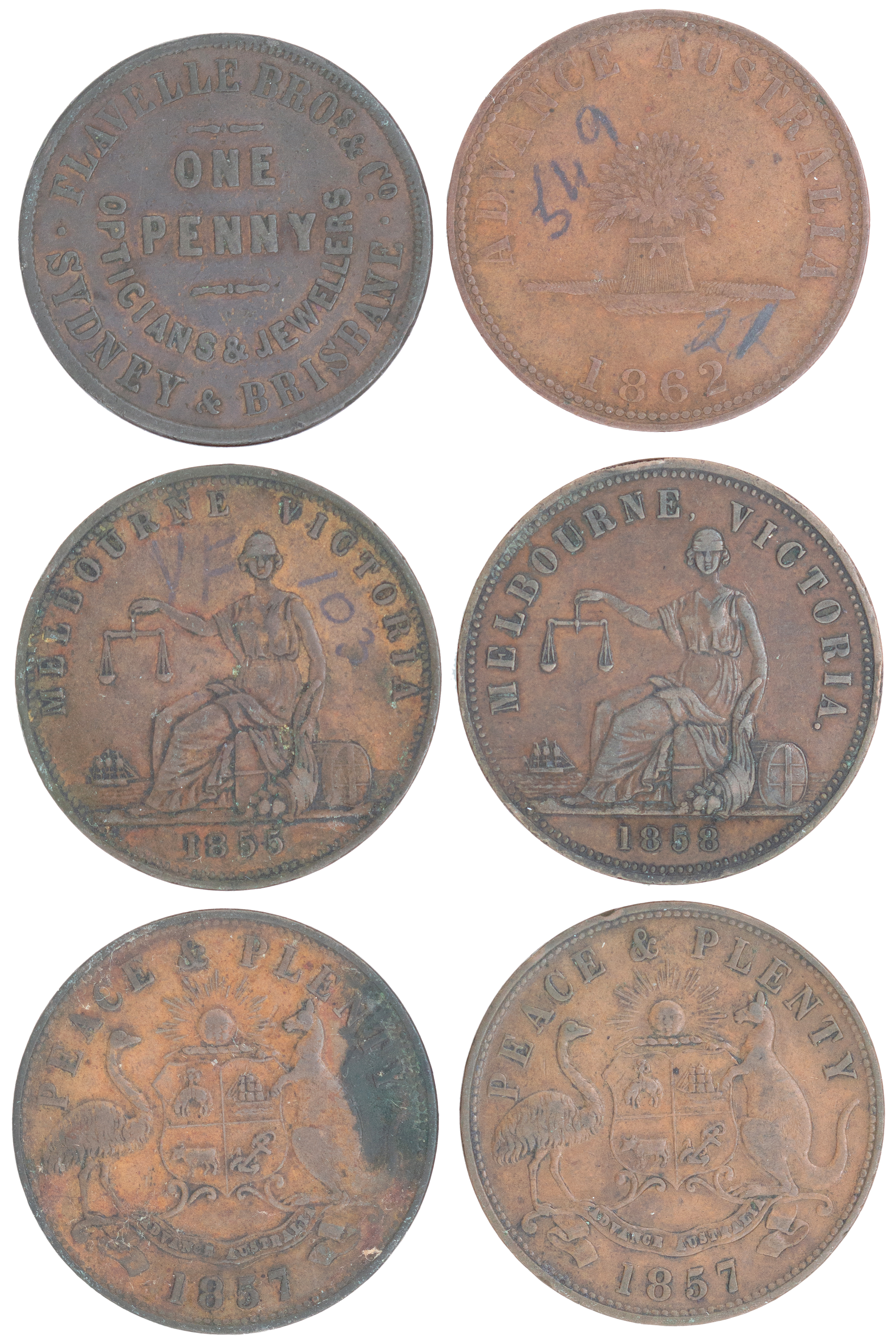 Melbourne, Victoria, Penny, 1850s - 1860s, gFine