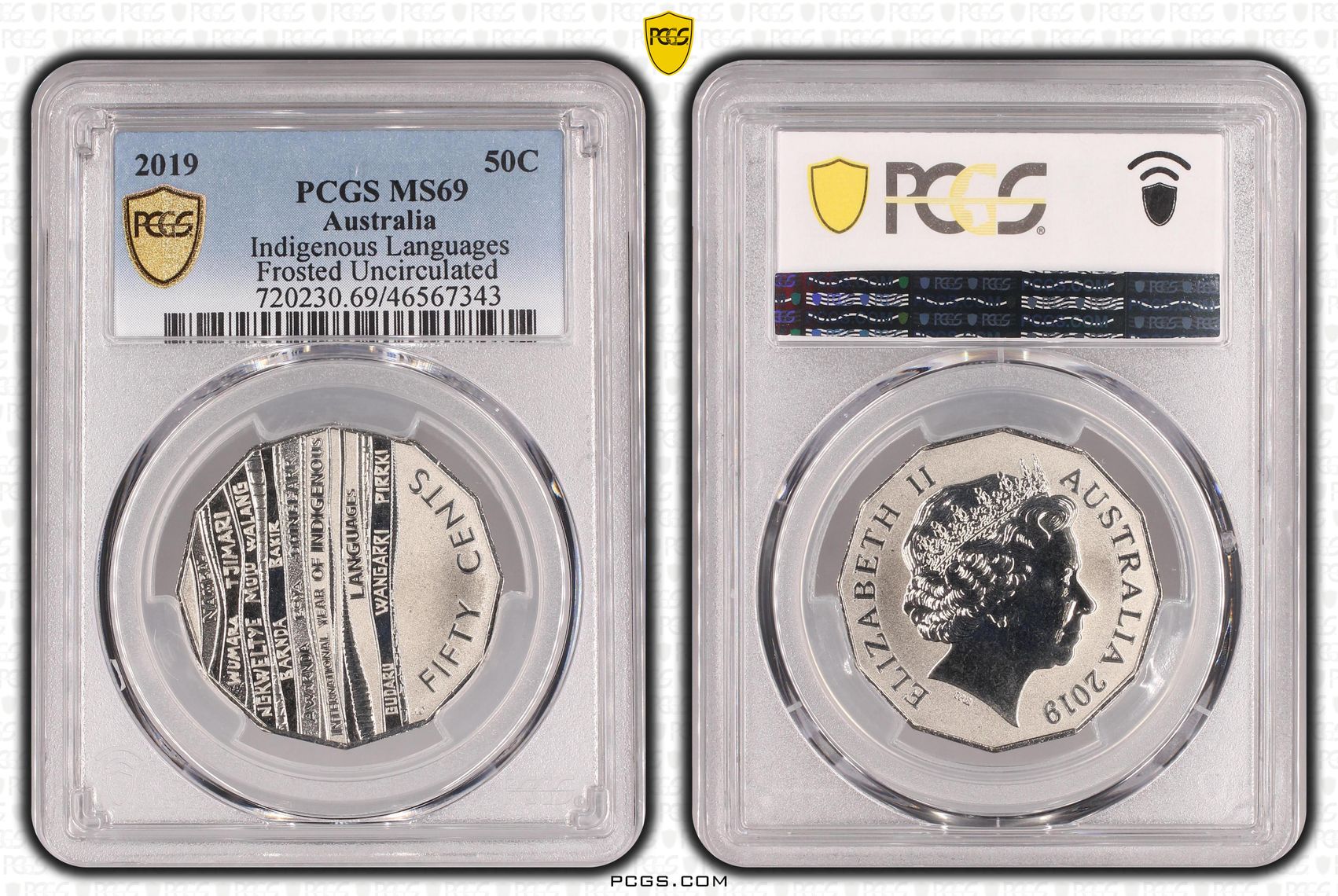 Indigenous Languages Frosted Uncirculated, Fifty Cent, 2019, PCGS MS69