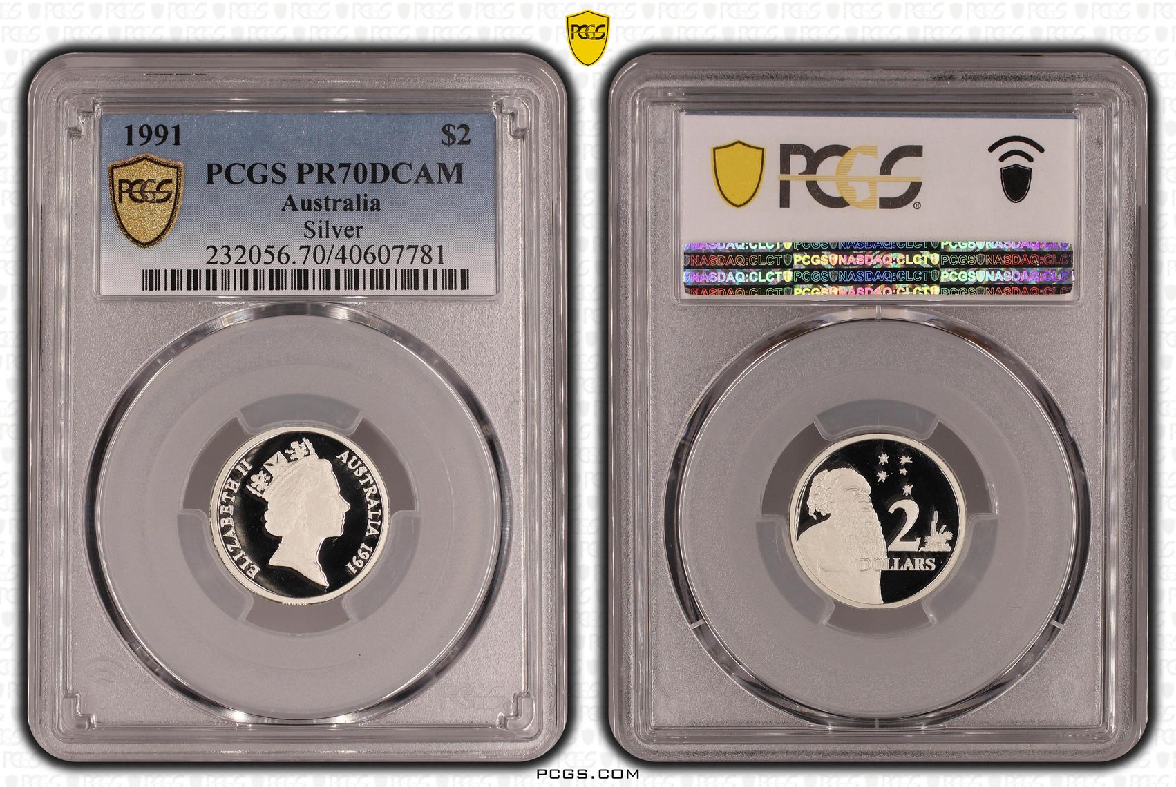 Silver, Two Dollar, 1991, PCGS PR70DCAM