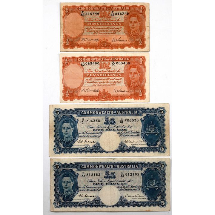 George VI, Ten Shillings - Five Pounds, 1942 - 1952, VG