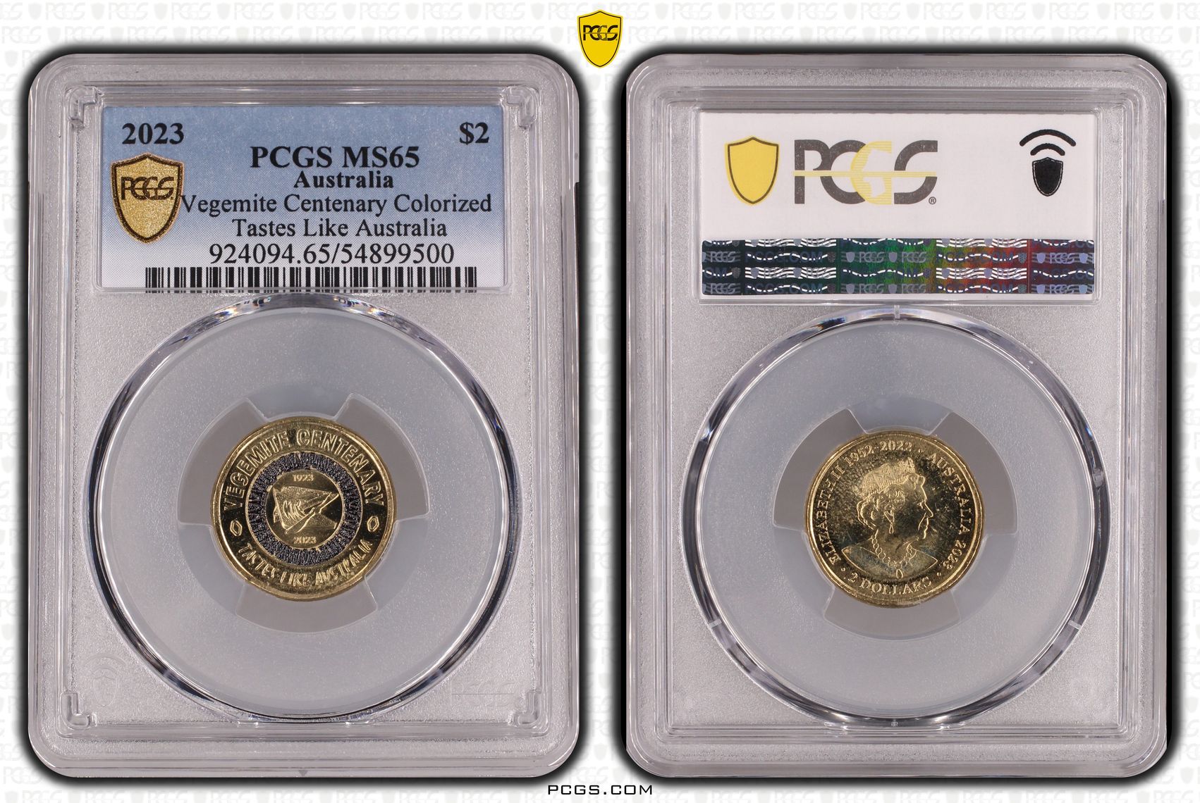 Vegemite Centenary Colorized Tastes Like Australia, Two Dollar, 2023, PCGS MS65