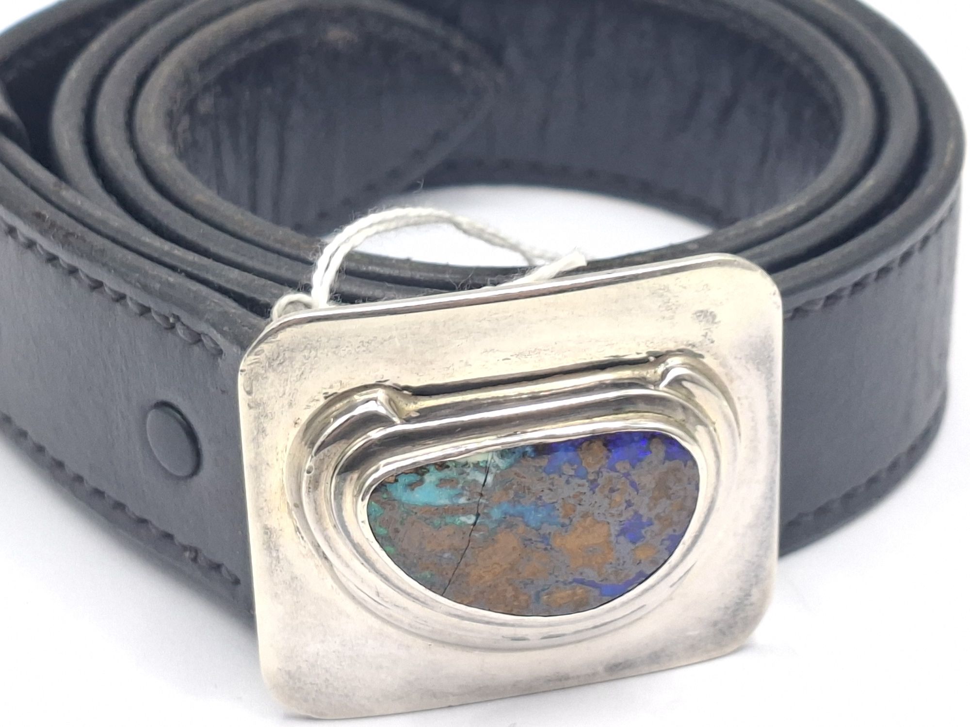 Sterling Silver Opal Leather Belt