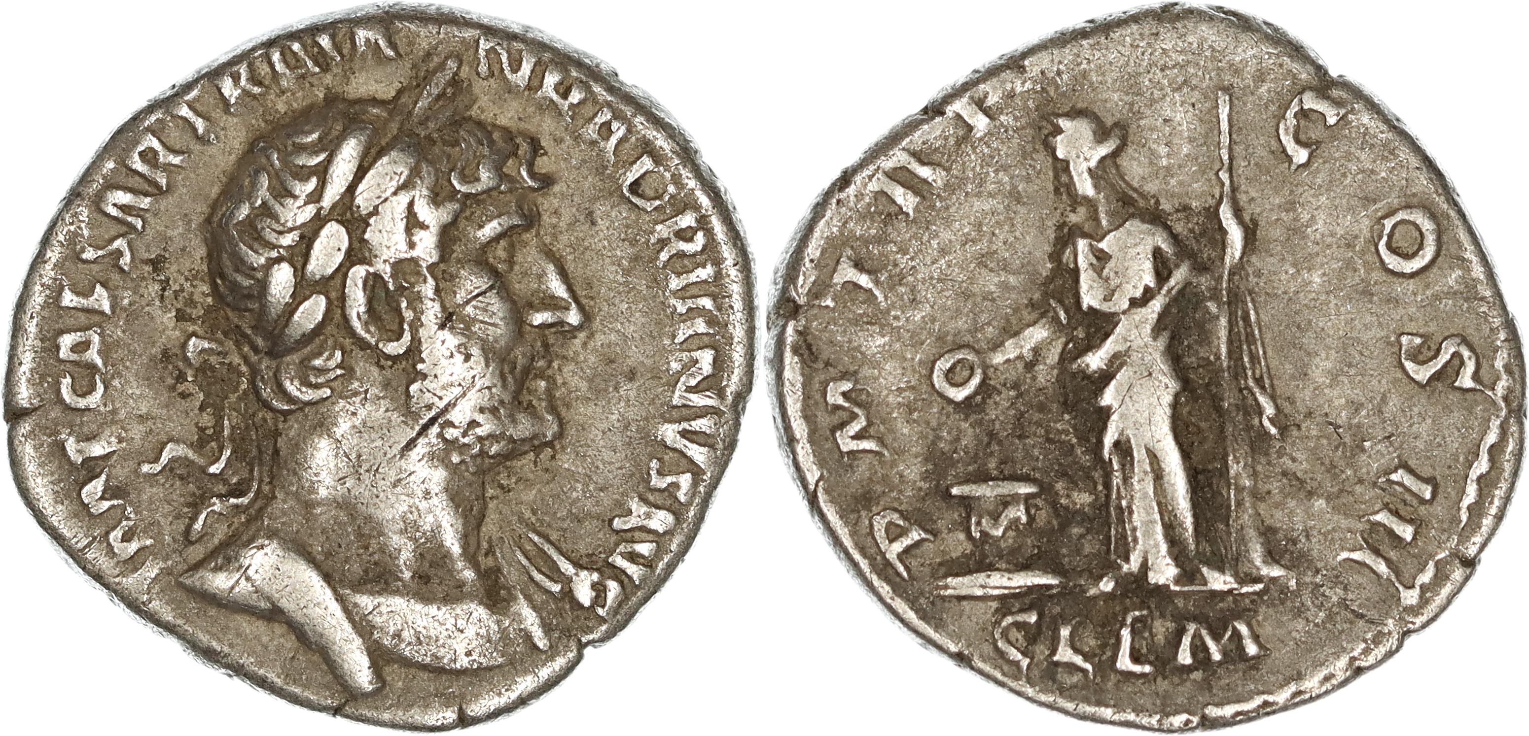 Roman Empire, Hadrian, Silver Denarius, 124 AD, nVF