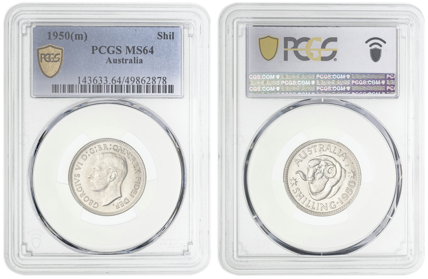 George VI, Shilling, 1950, PCGS MS64