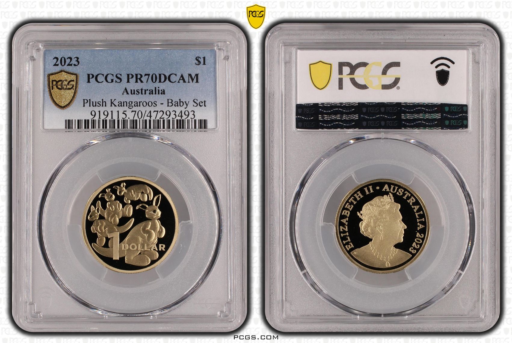 Plush Kangaroos - Baby Set, One Dollar, 2023, PCGS PR70DCAM
