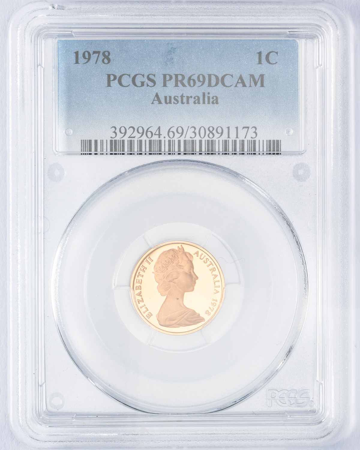 Elizabeth II, One Cent, 1978, PCGS PR69DCAM