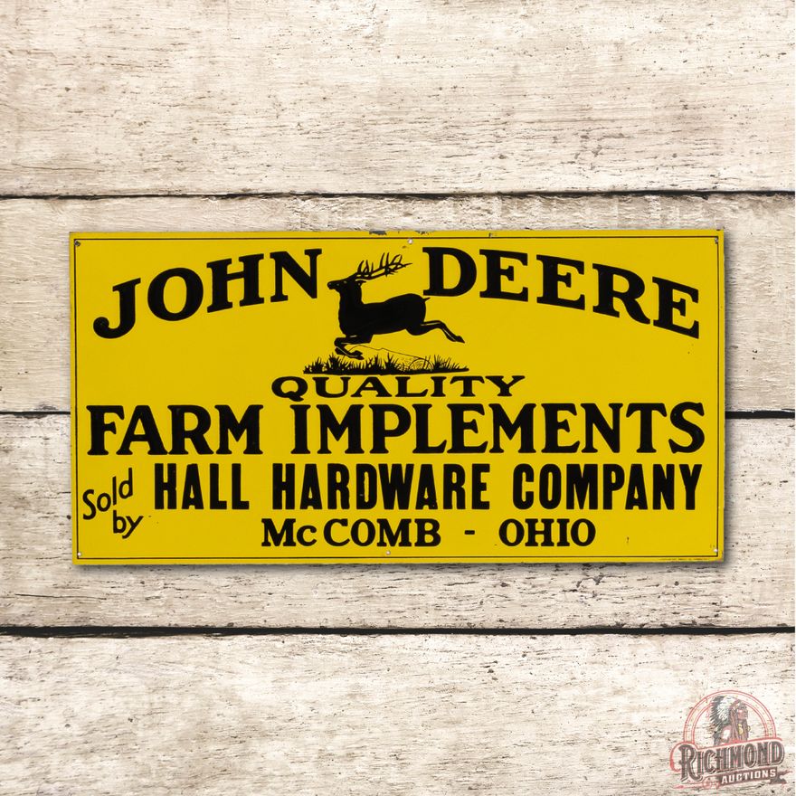 John Deere Leaping Deere Logo Ohio Single Sided Metal Sign TAC 9