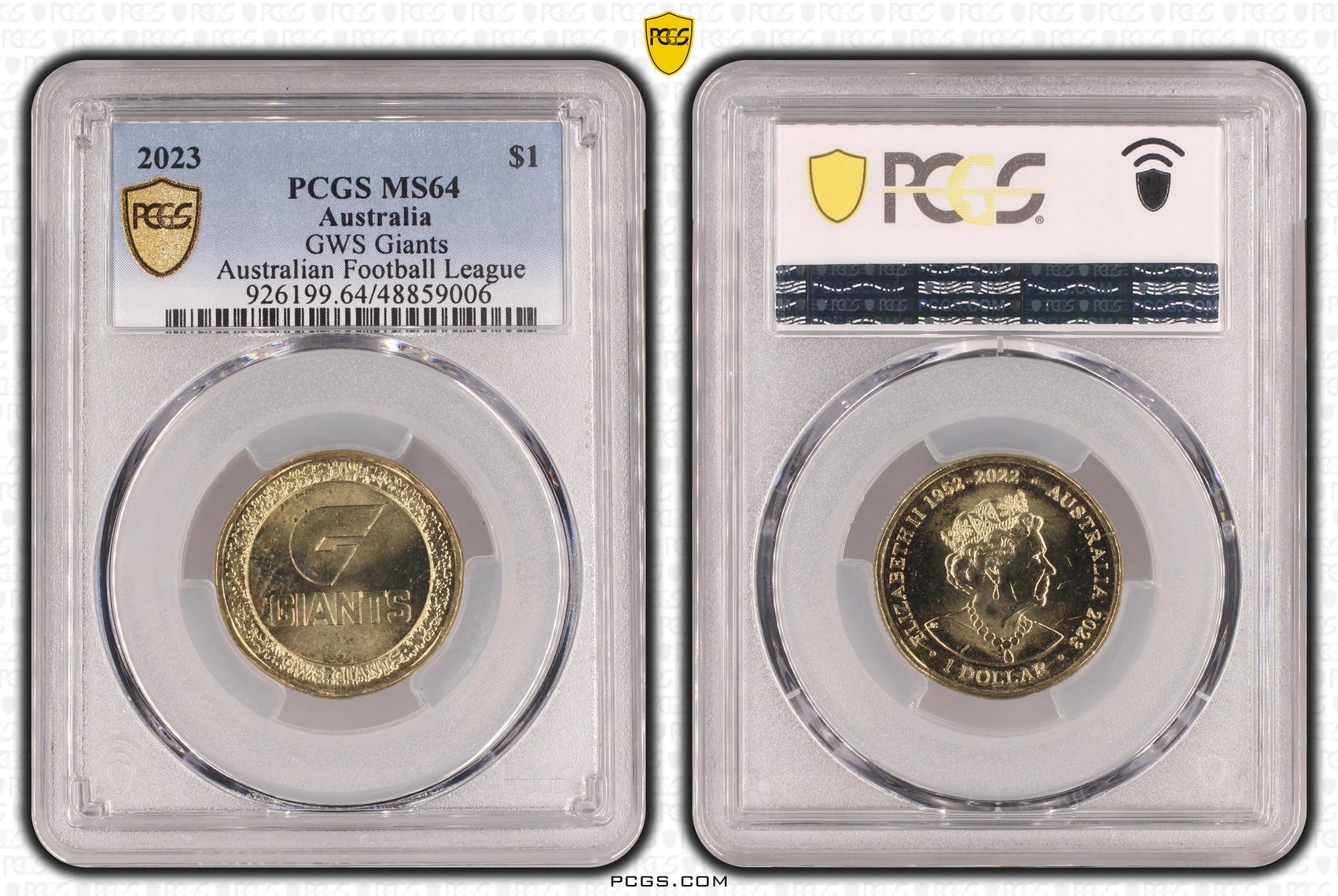 Elizabeth II, AFL- GWS Giants , One Dollar, 2023, PCGS MS64