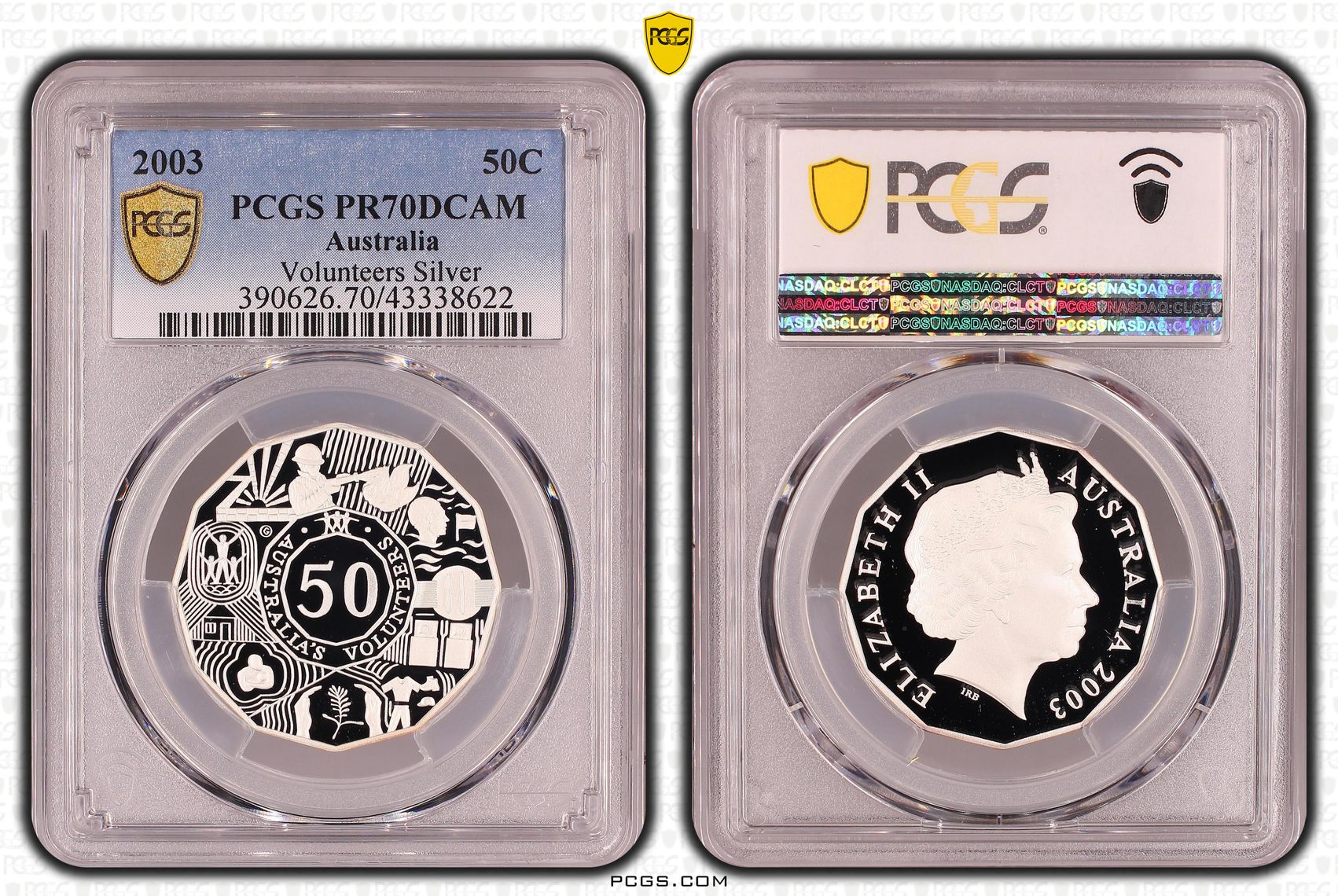 Elizabeth II, Silver, Volunteers, Fifty Cent, PR70DCAM , 2003 PCGS POP - 17/0