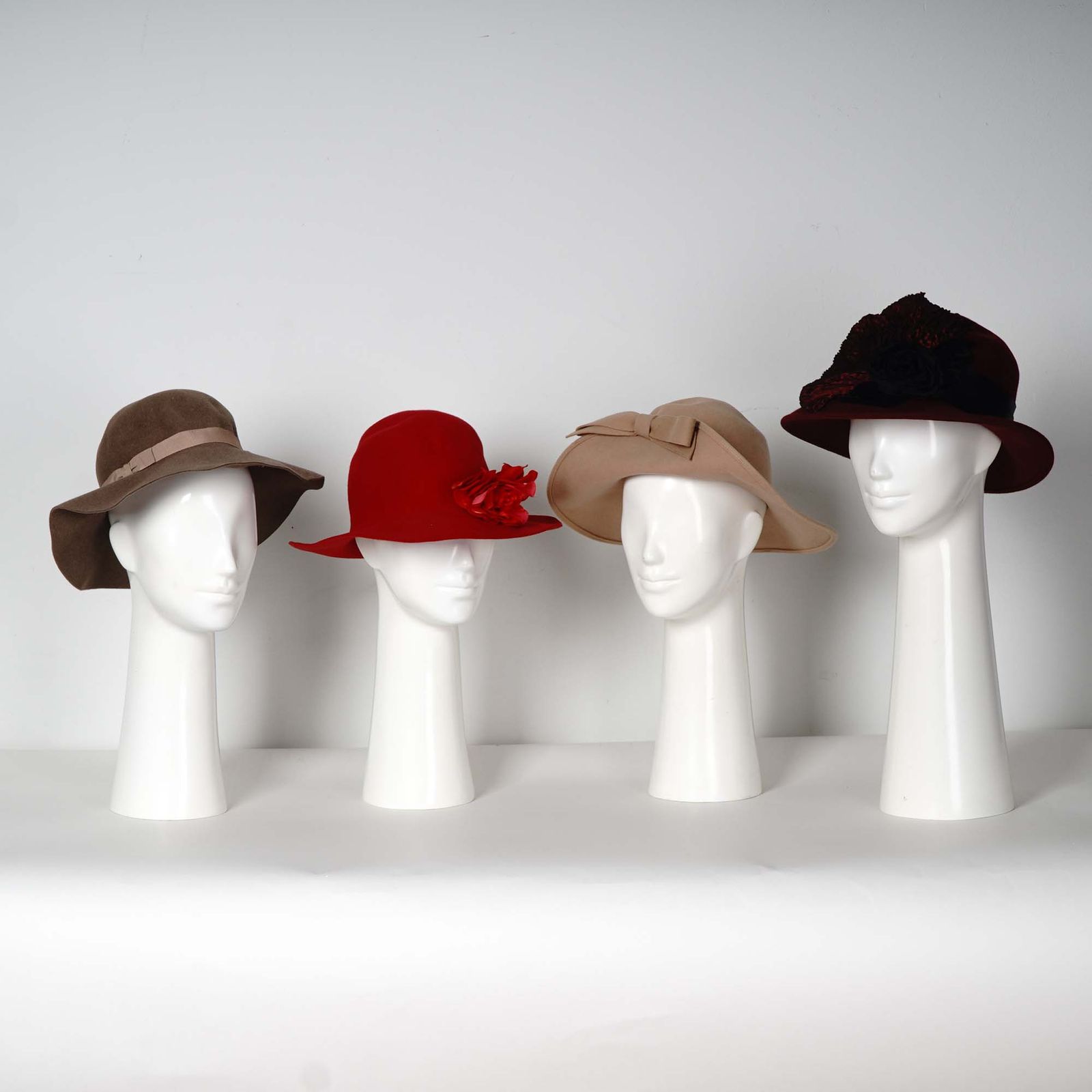 4pc Women's Designer Felt Hats by Louise Green, Henri Bendel Others