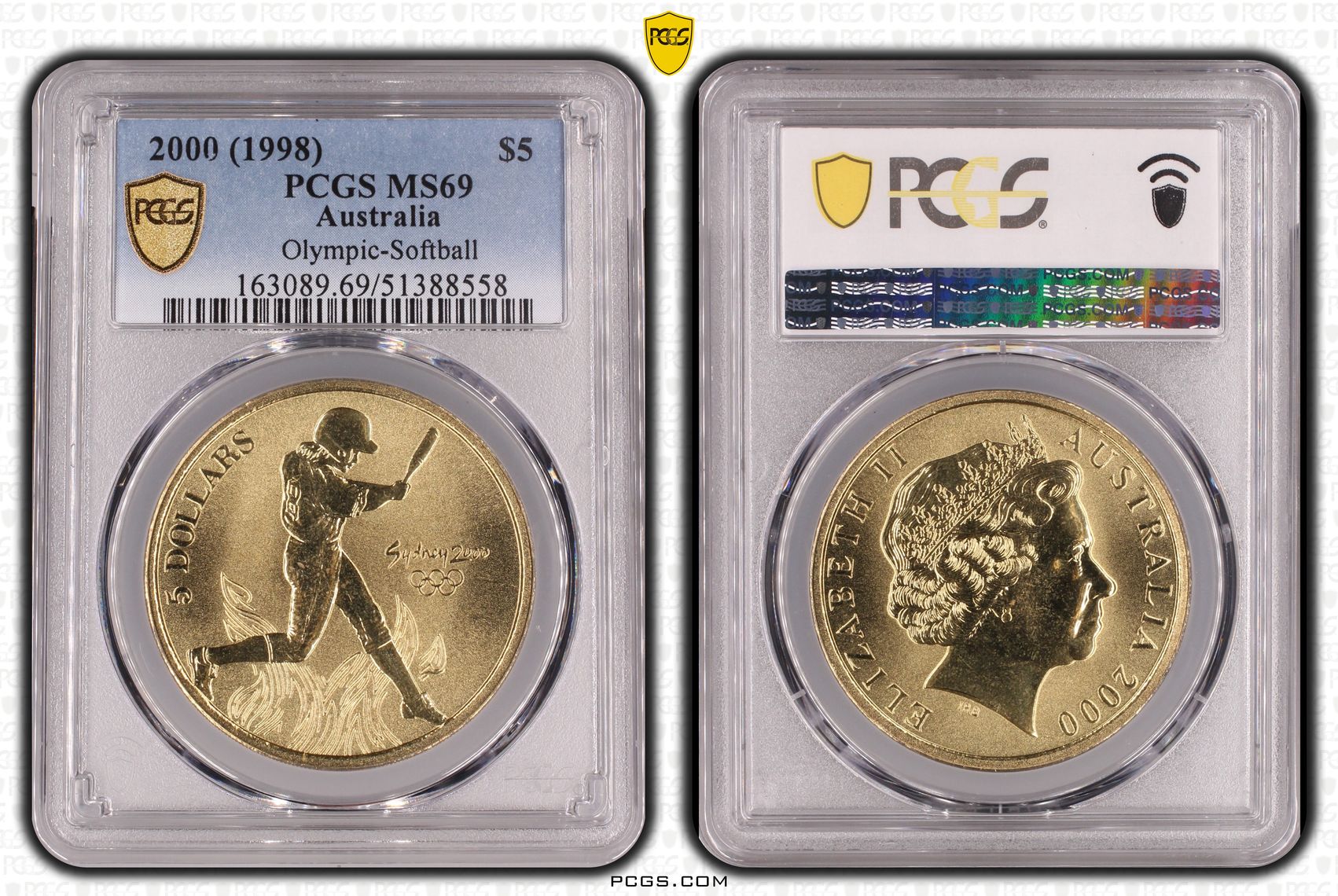 Olympic-Softball, POP 3/0, Five Dollar, 2000, PCGS MS69