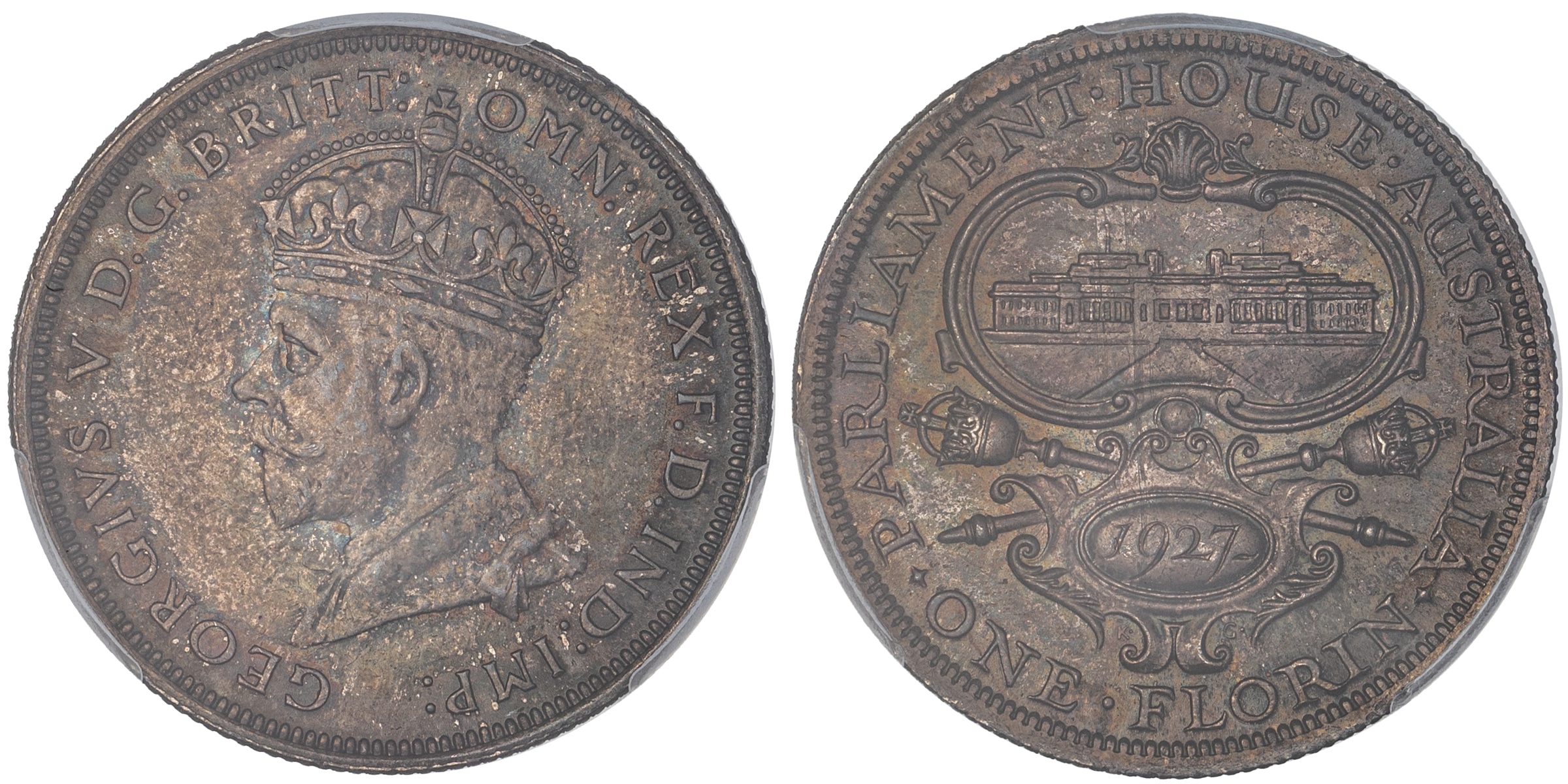 George V, Canberra, Florin, 1927, PCGS MS65