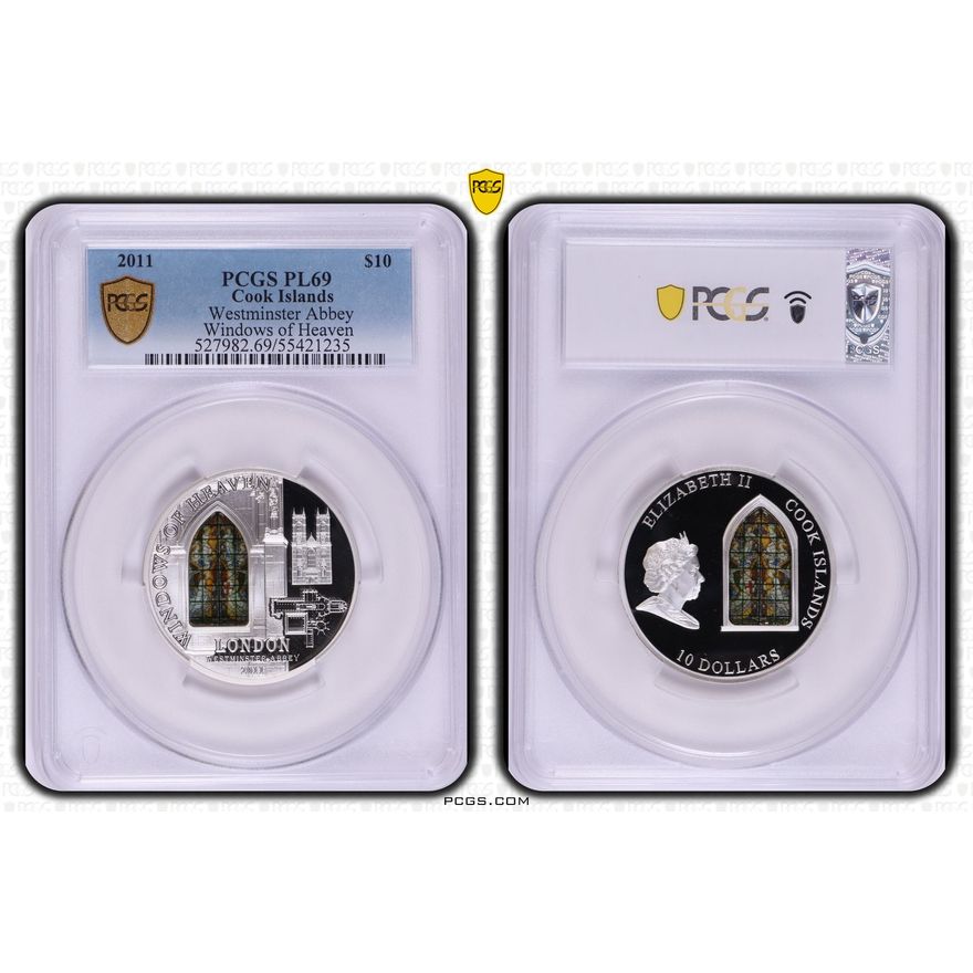 Cook Islands, London Westminster Abbey Windows of Heaven, POP 3/0, One Dollar, 2011, PCGS PL69