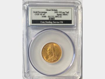 1891 Queen Victoria Jubilee Head London Mint Gold Sovereign CGS VF45.