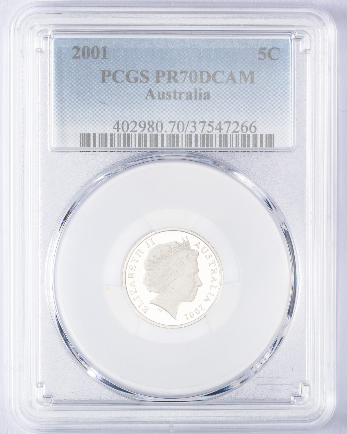 Elizabeth II, Five Cent, 2001, PCGS PR70DCAM