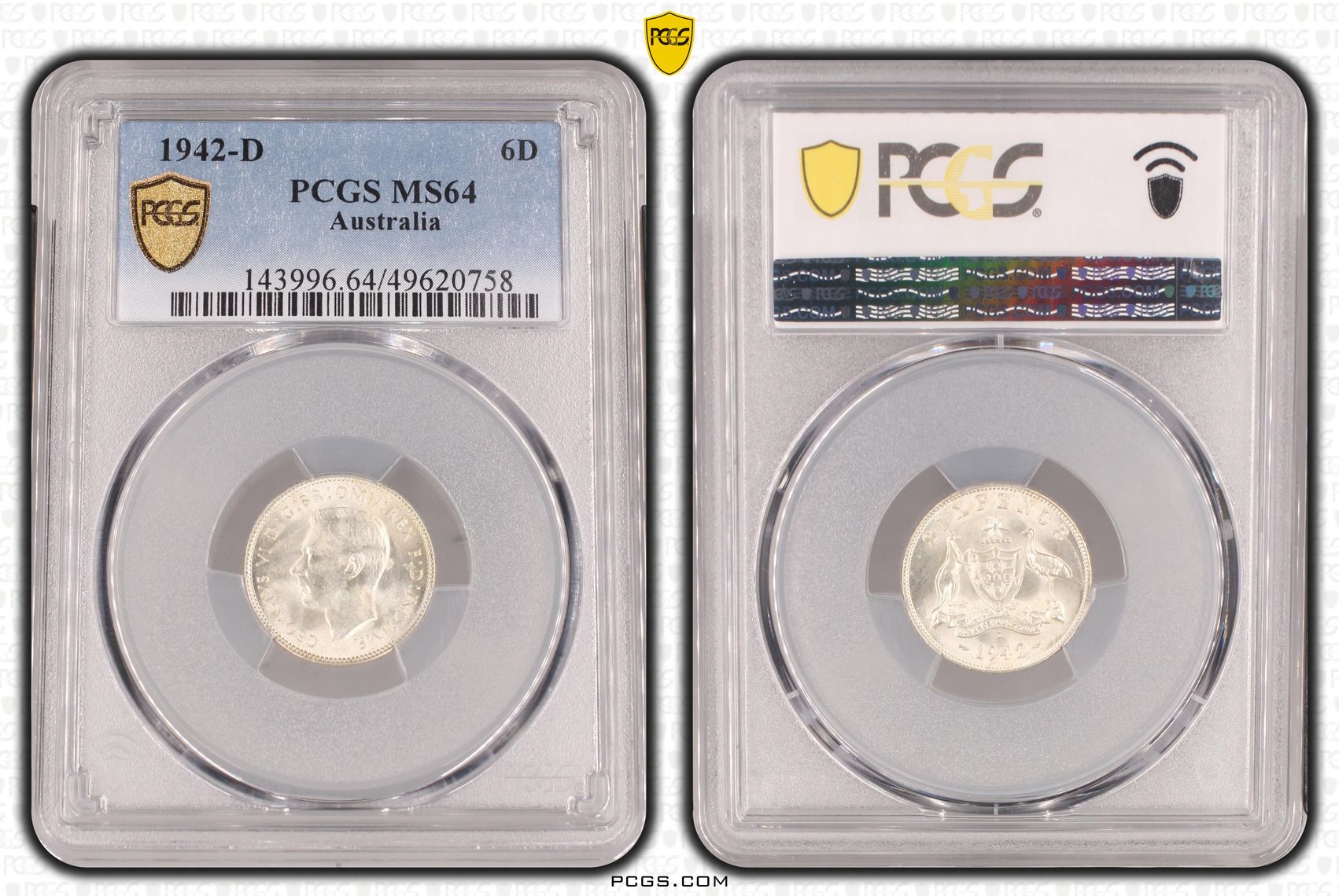 George VI, Sixpence, 1942-D, PCGS MS64