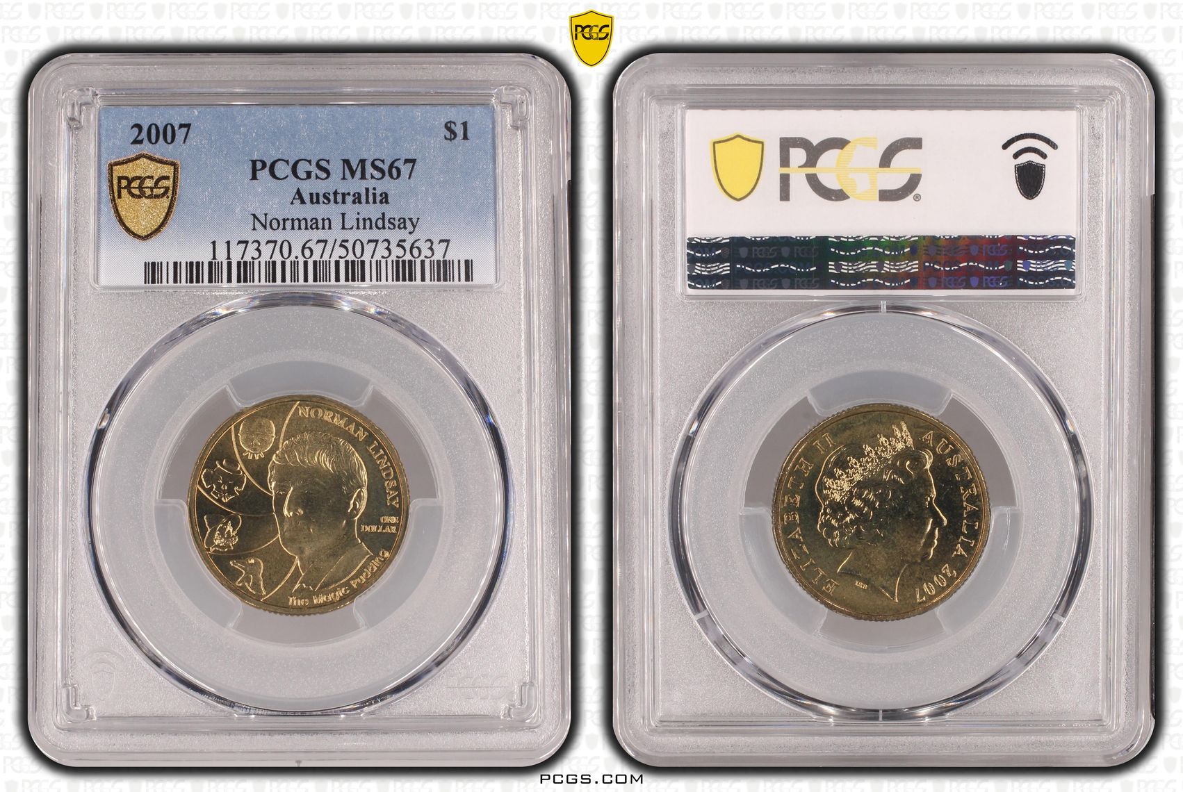 Norman Lindsay POP 4/0, One Dollar, 2007, PCGS MS67