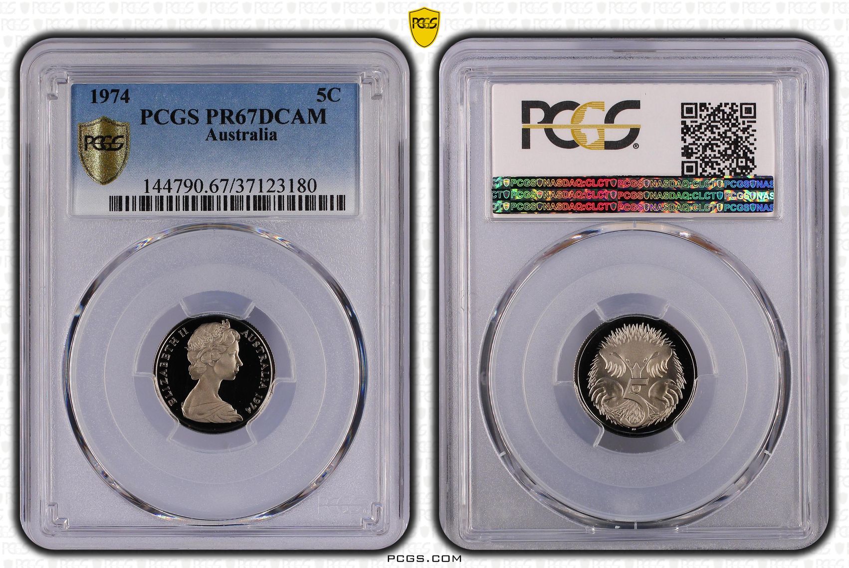 Elizabeth II, Five Cent, 1974, PCGS PR67DCAM
