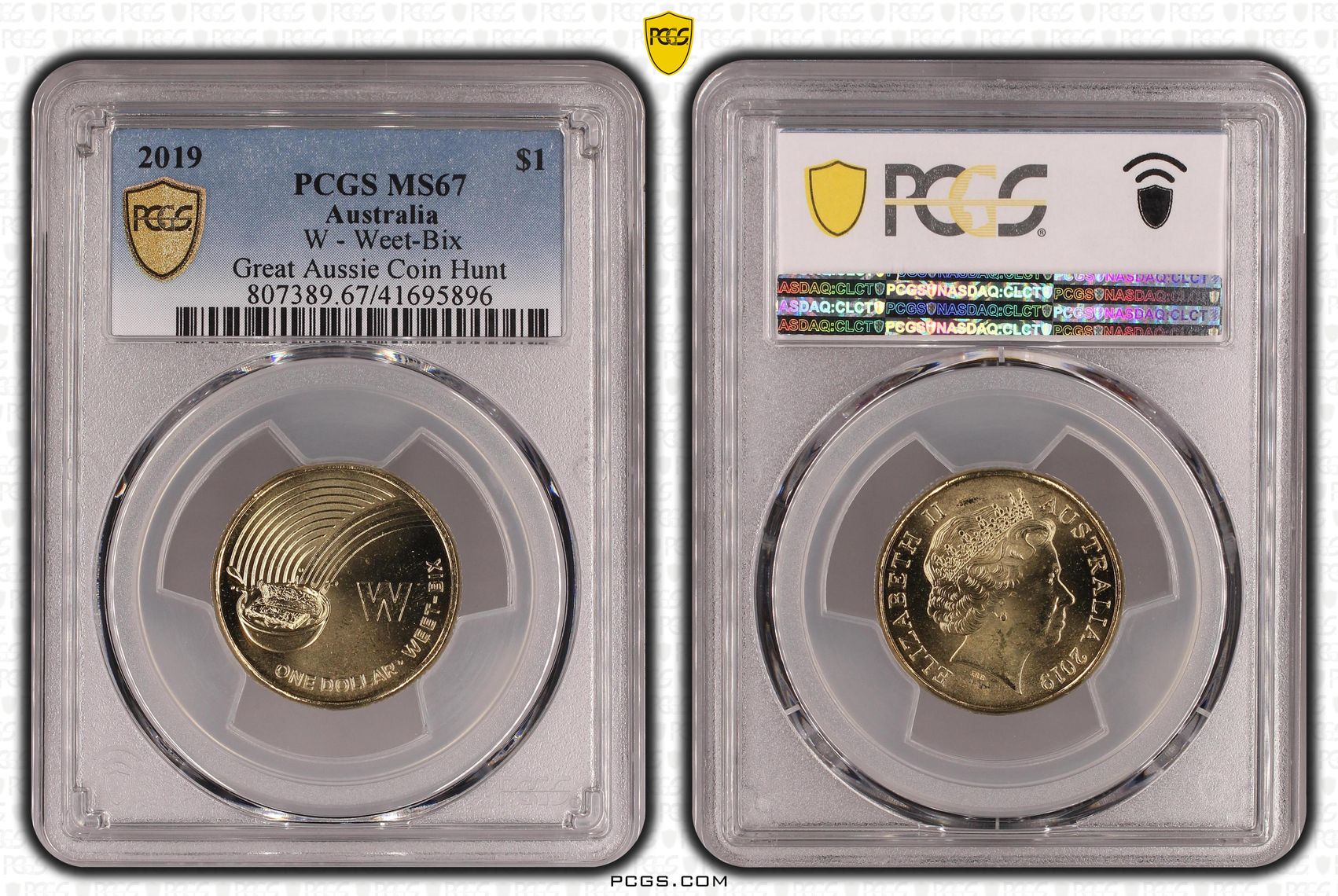 Elizabeth II, W - Weet-Bix, Great Aussie Coin Hunt, One Dollar, MS67 , 2019