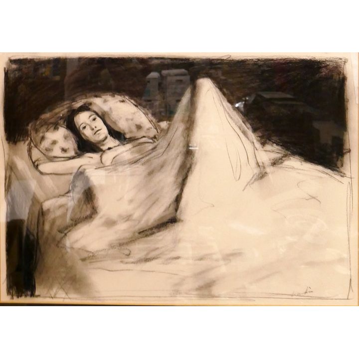Norman Lundin Female Nude Charcoal Framed- 17x21''
