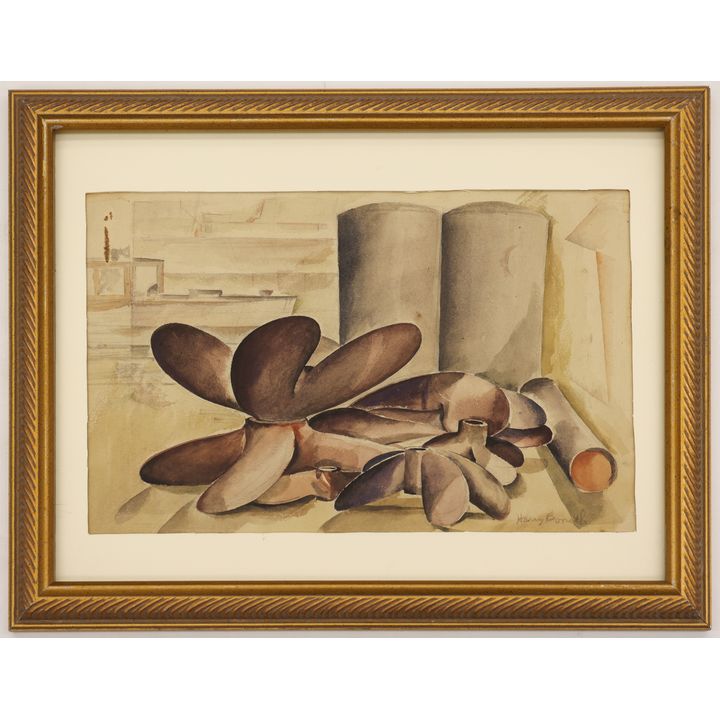 Harry Bonath ''Propellers'' 1930 Watercolor Framed 19''x24''