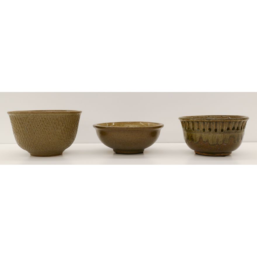 Box 3pc Ken Shores Sgraffito Pottery Bowls