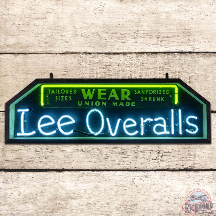 Scarce Lee Wear Union Made Overalls Neon Advertising Sign