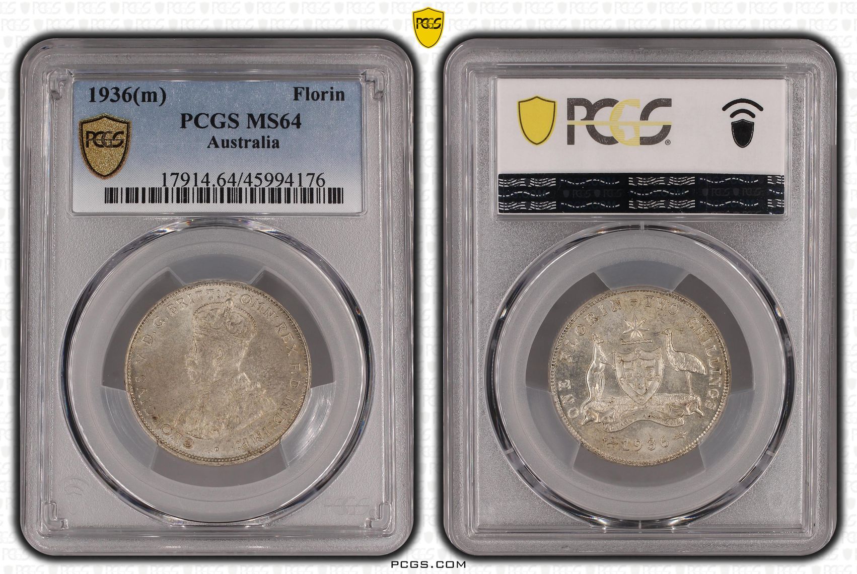 George V, Florin, 1936, PCGS MS64