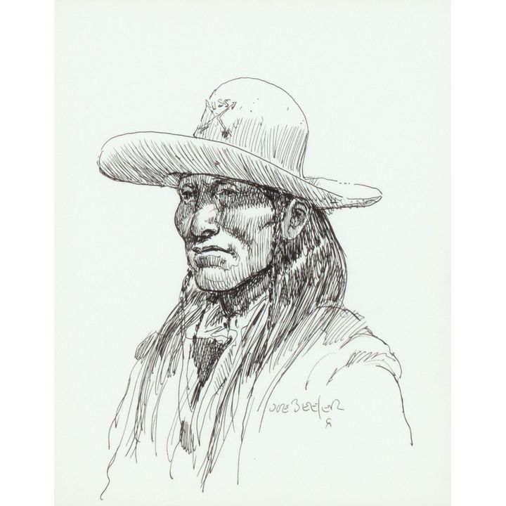 Joe Beeler (1931-2006) Untitled (Indian in Cavalry Hat)