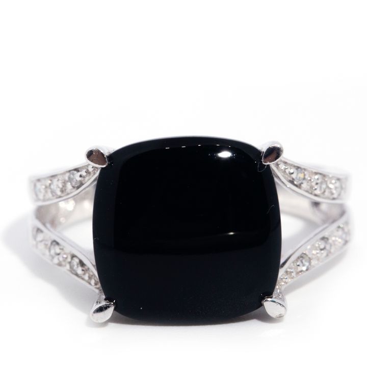 Onyx and Diamond 9 Carat Gold Ring