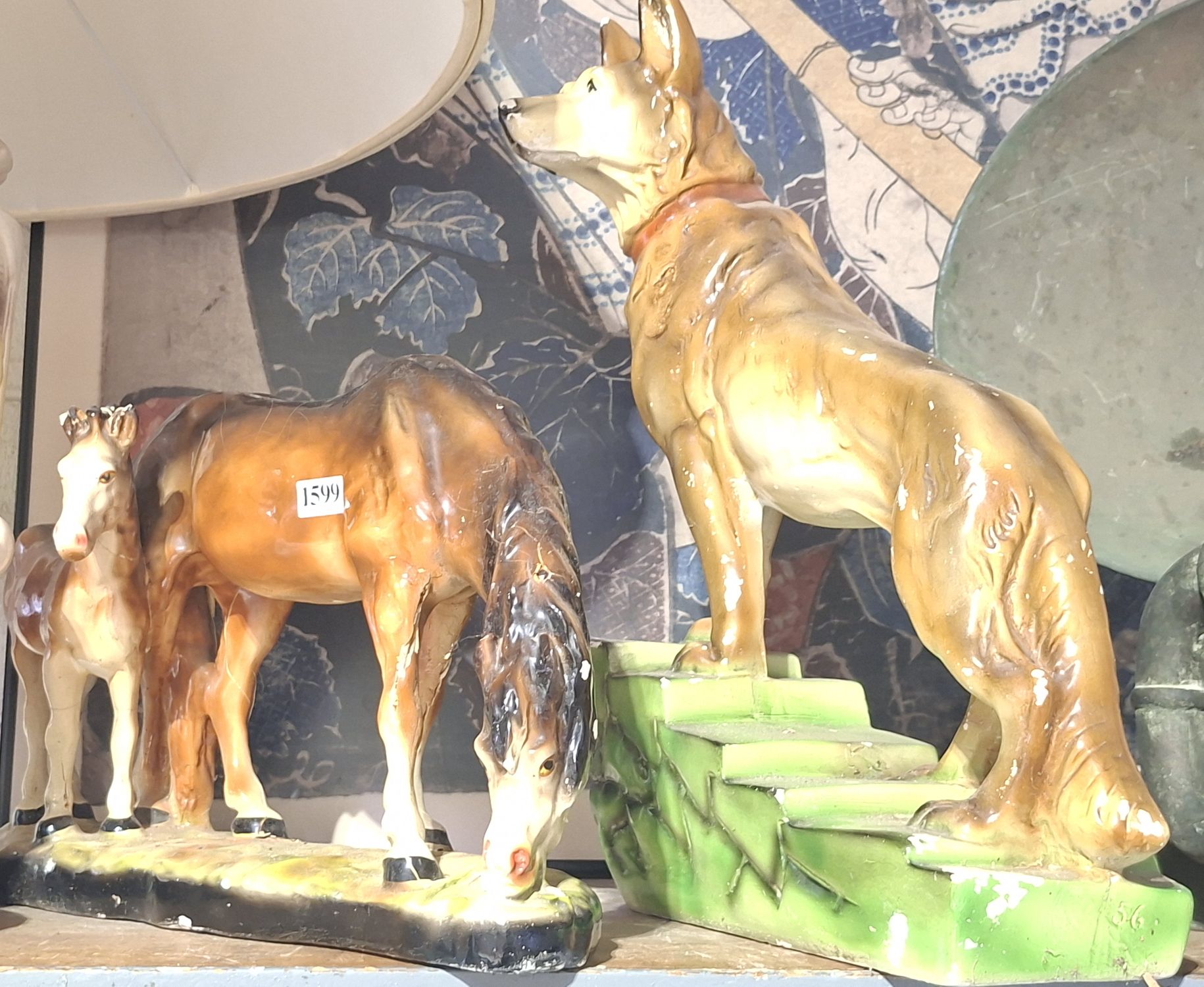 Two Vintage Chalkware Statues