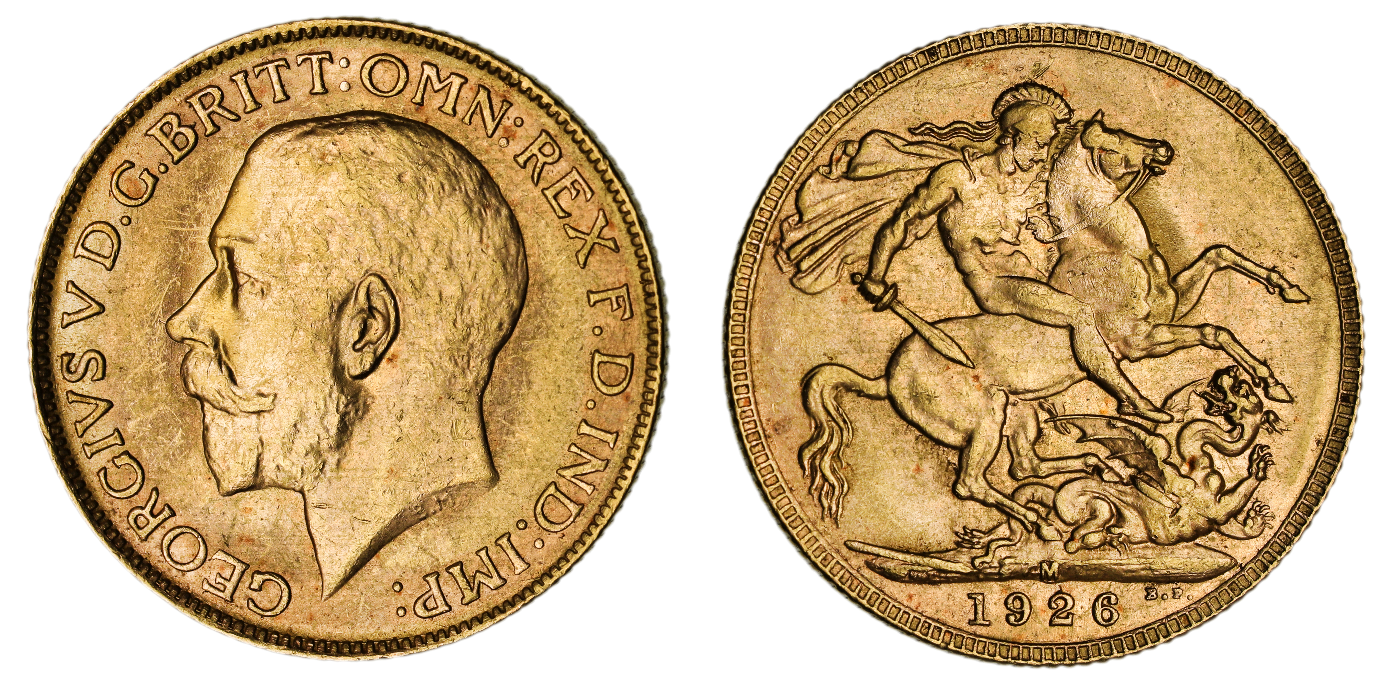 George V, St. George Reverse - Melbourne Mint, Sovereign, 1926, aUNC
