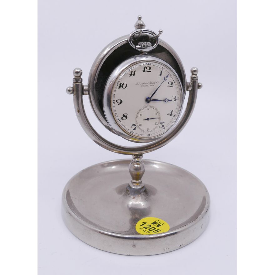IWC Stainless Steel Chronometer Pocket Watch with Display Stand- AS IS