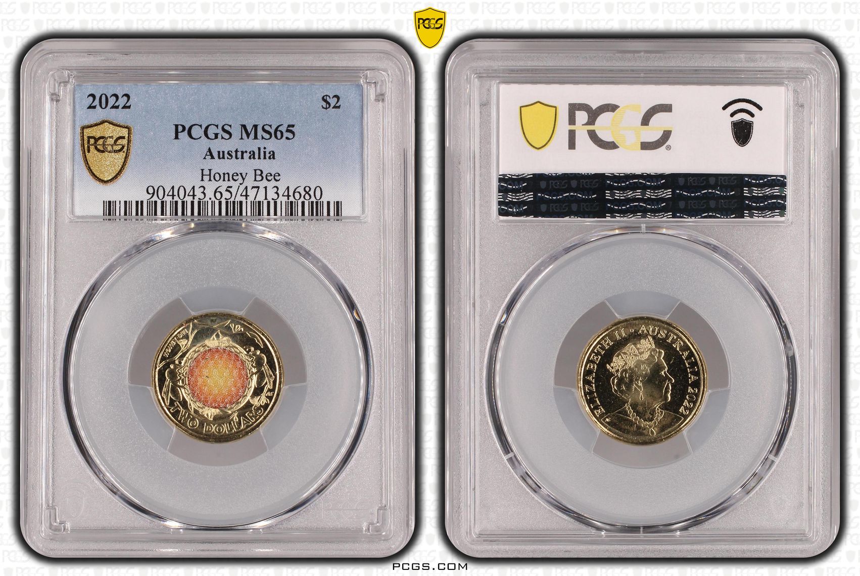 Honey Bee Colorized, Two Dollar, 2022, PCGS MS65