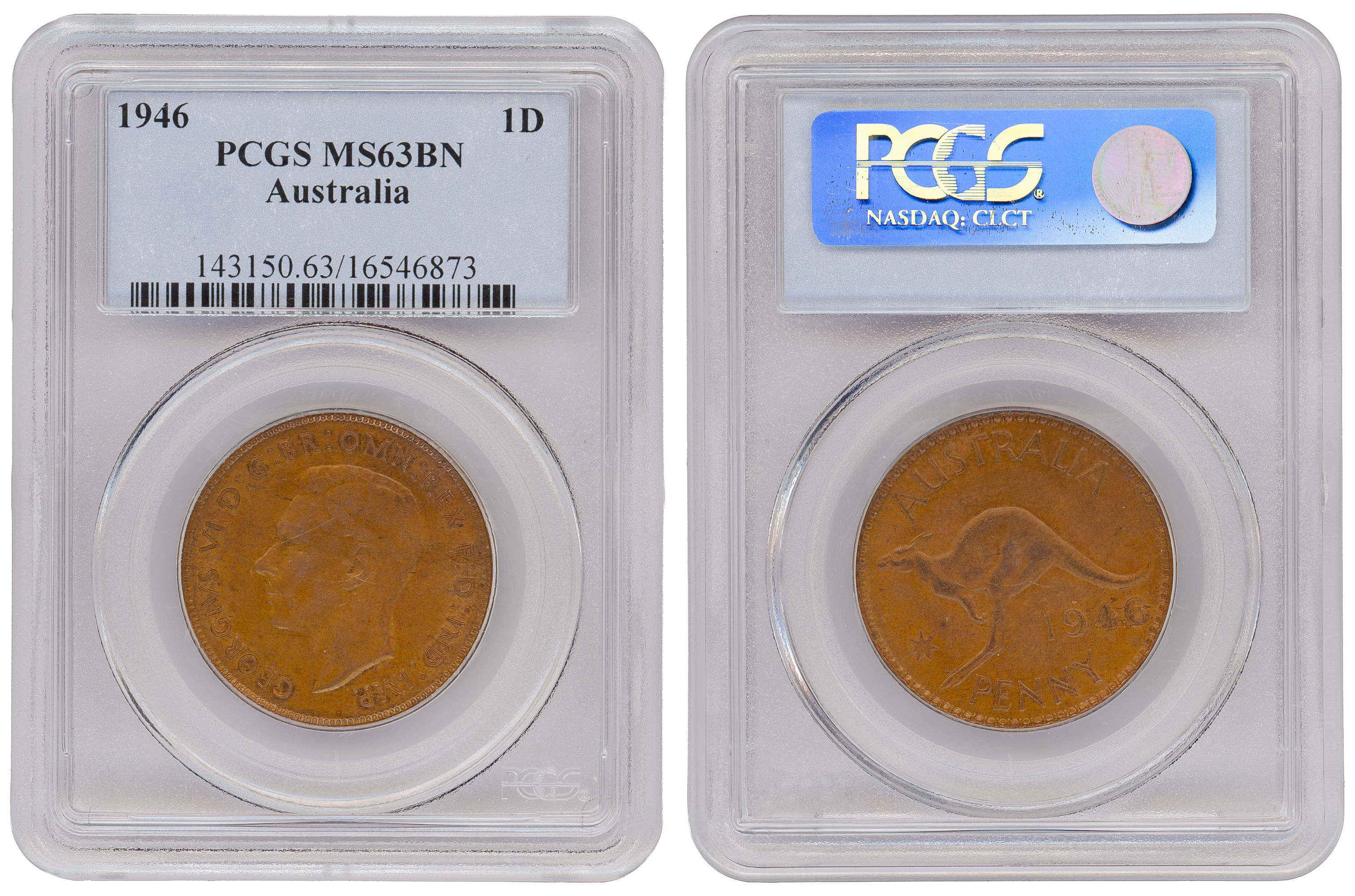 George VI, Penny, 1946, PCGS MS63BN