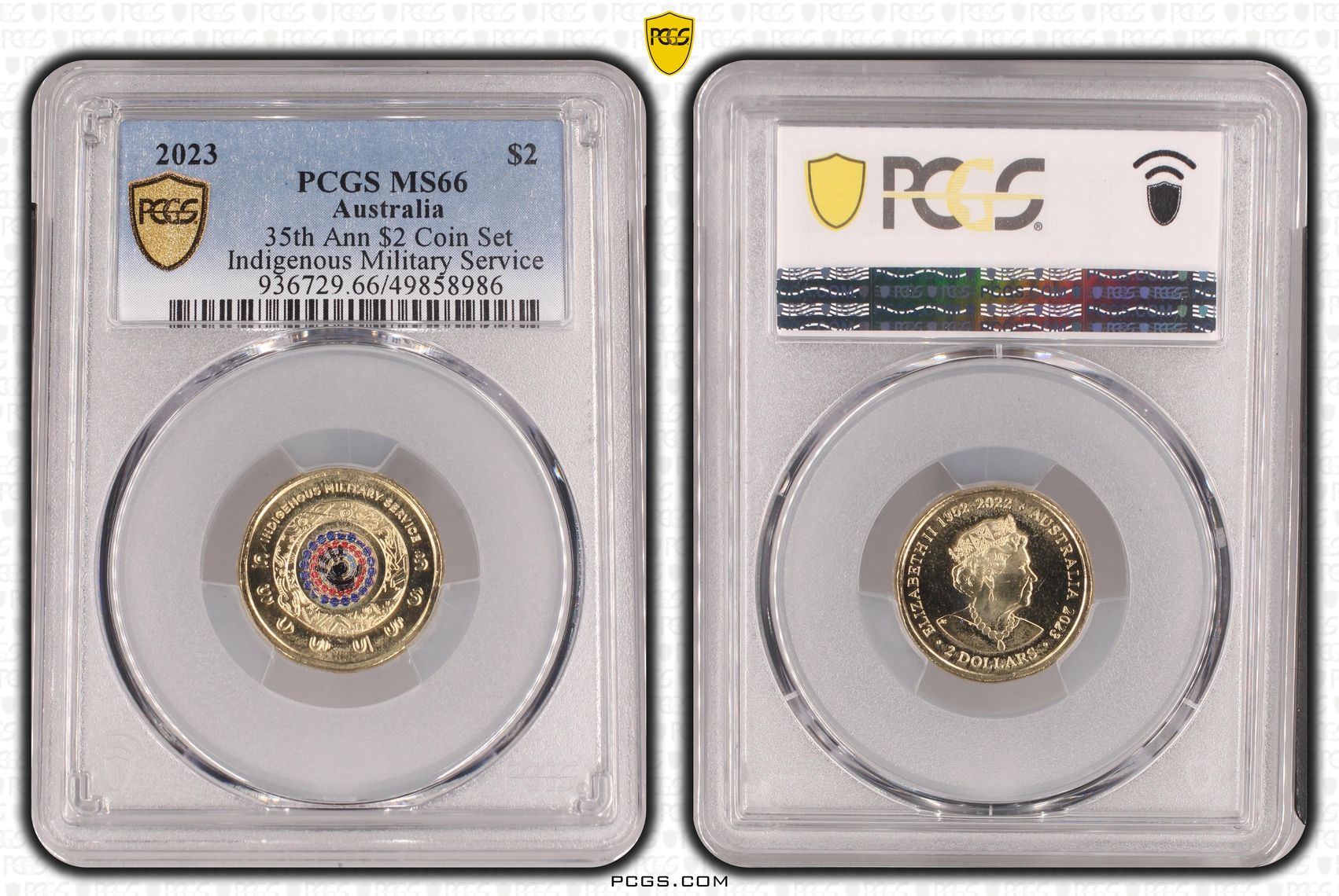 35th Ann $2 Coin Set Colorized - Indigenous Military Service , Two Dollar, 2023, PCGS MS66