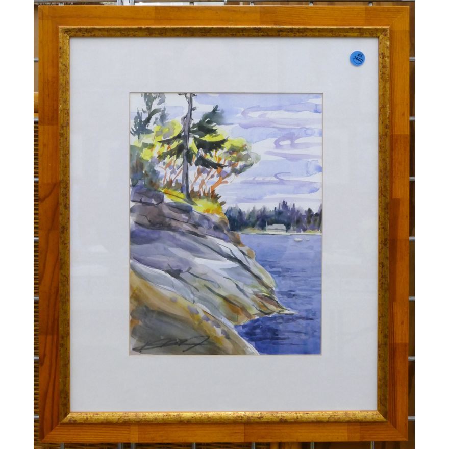 Katherine Wright ''Otter Slide Rock'' Watercolor Framed 21''x18''