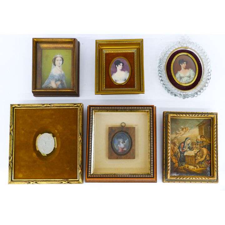 Box 5pc Old Framed Portrait Miniatures etc.