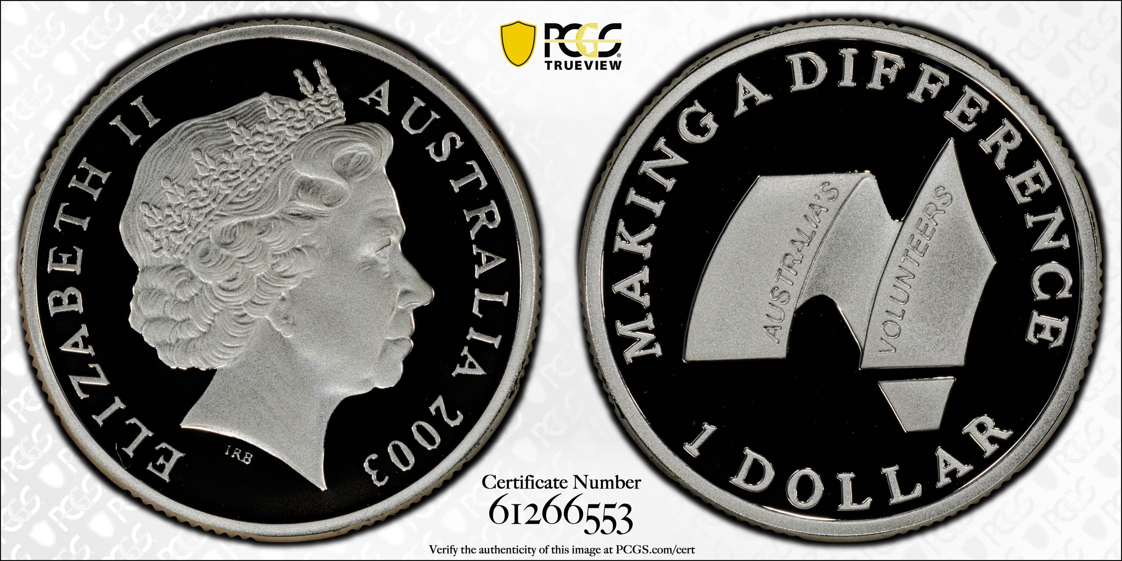 Volunteers Silver, One Dollar, 2003, PCGS PR69DCAM