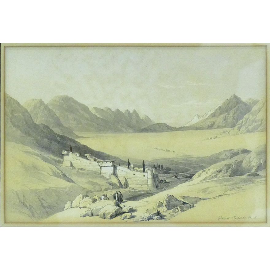 Antique David Roberts ''The Convent of St. Catherine, Mount Sinai'' Engraving