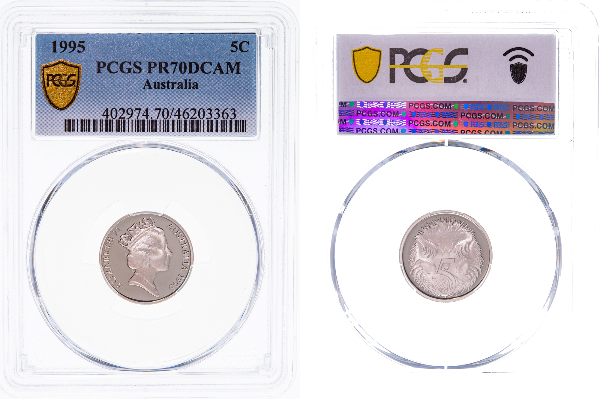 Elizabeth II, Five Cent, 1995, PCGS PR70DCAM