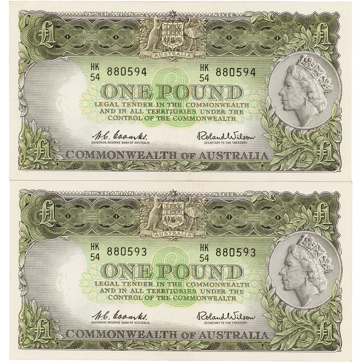 Coombs/Wilson, Consecutive Pair, One Pound, 1961, gEF