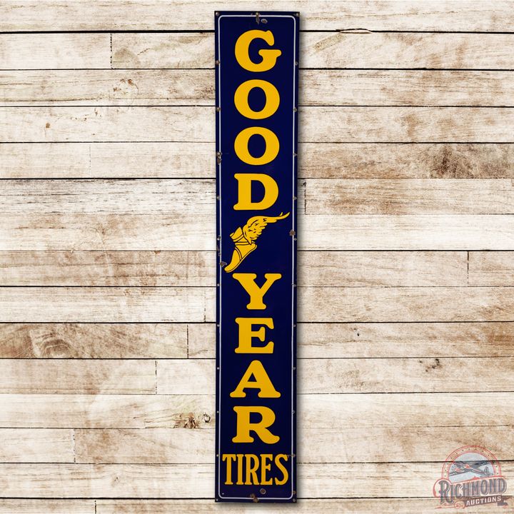 8' Goodyear Tires Porcelain Sign w/ Wingfoot Logo