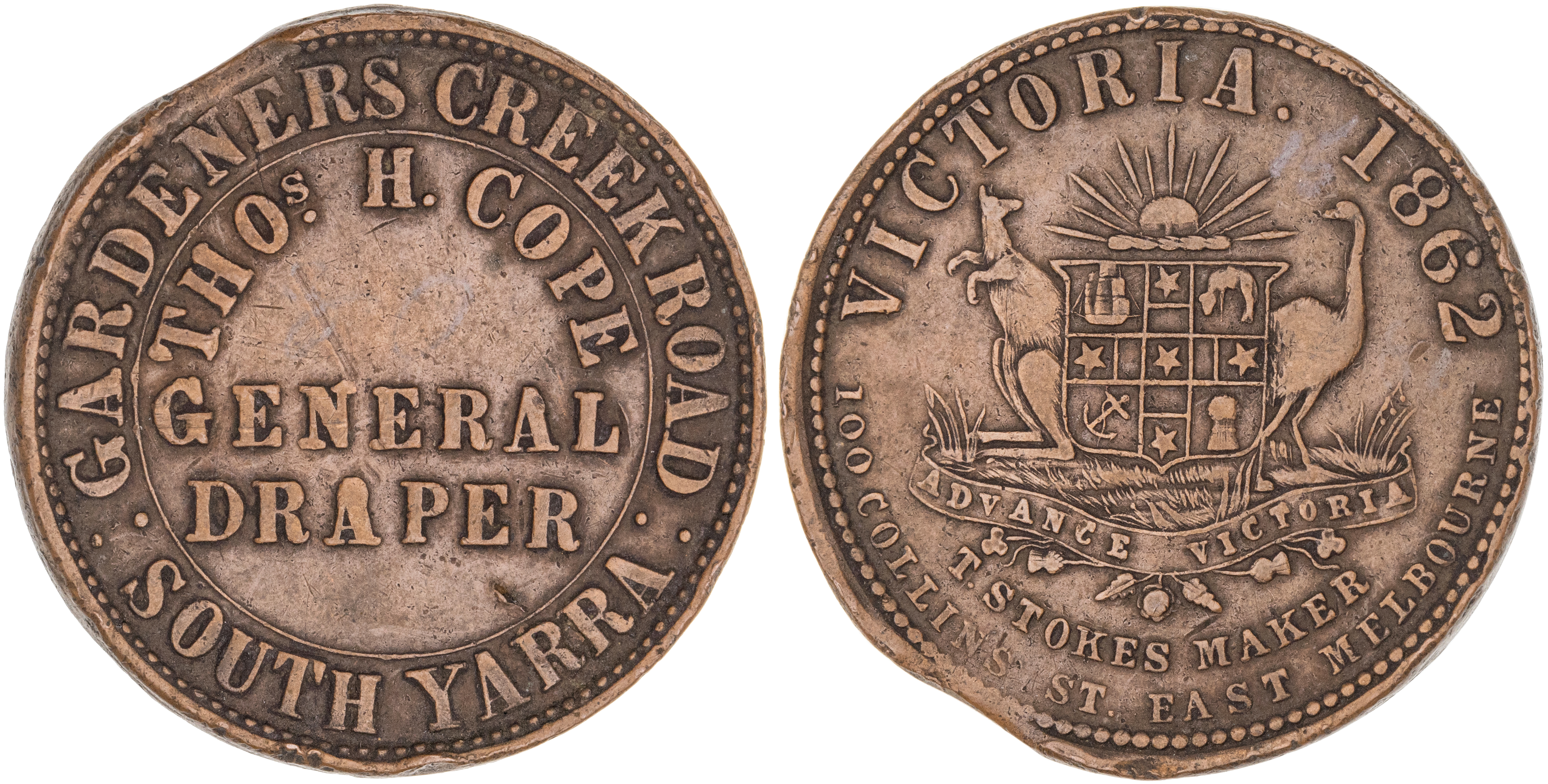 South Yarra, Victoria, Thomas Cope, Penny, 1862, VF