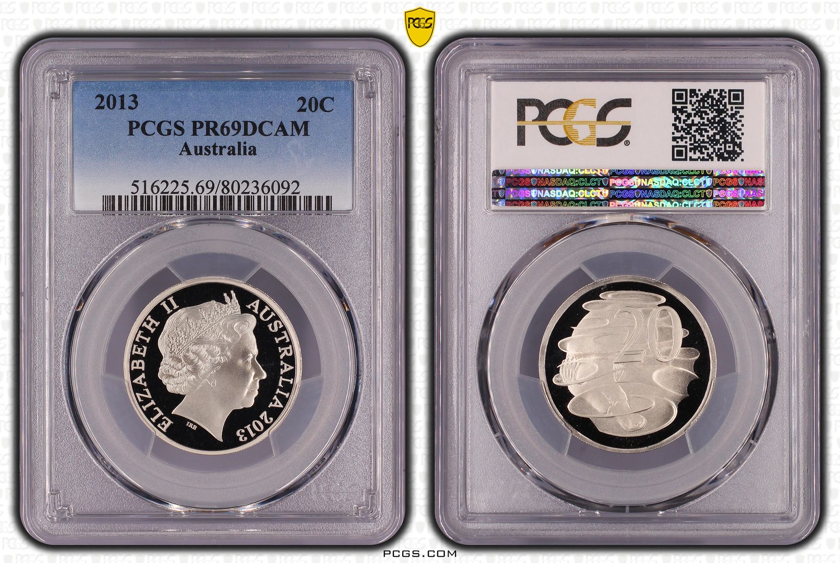 Elizabeth II, Twenty Cent, 2013, PCGS PR69DCAM