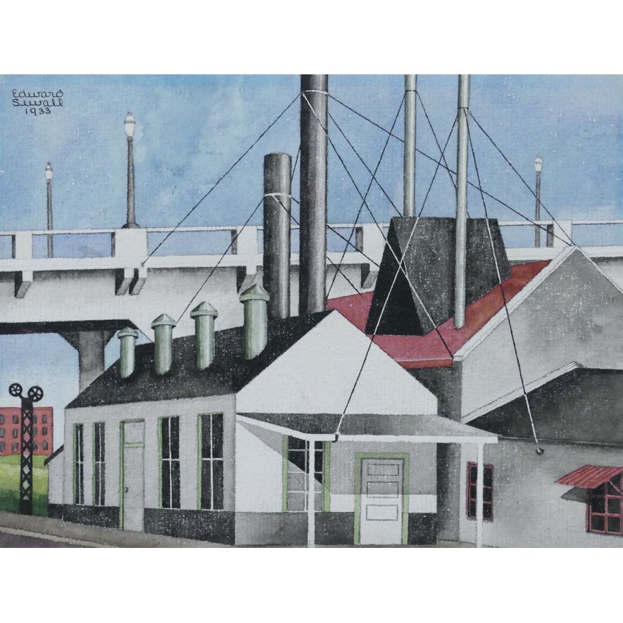 Edward Sewall ''Industrial Scene'' 1933 Watercolor