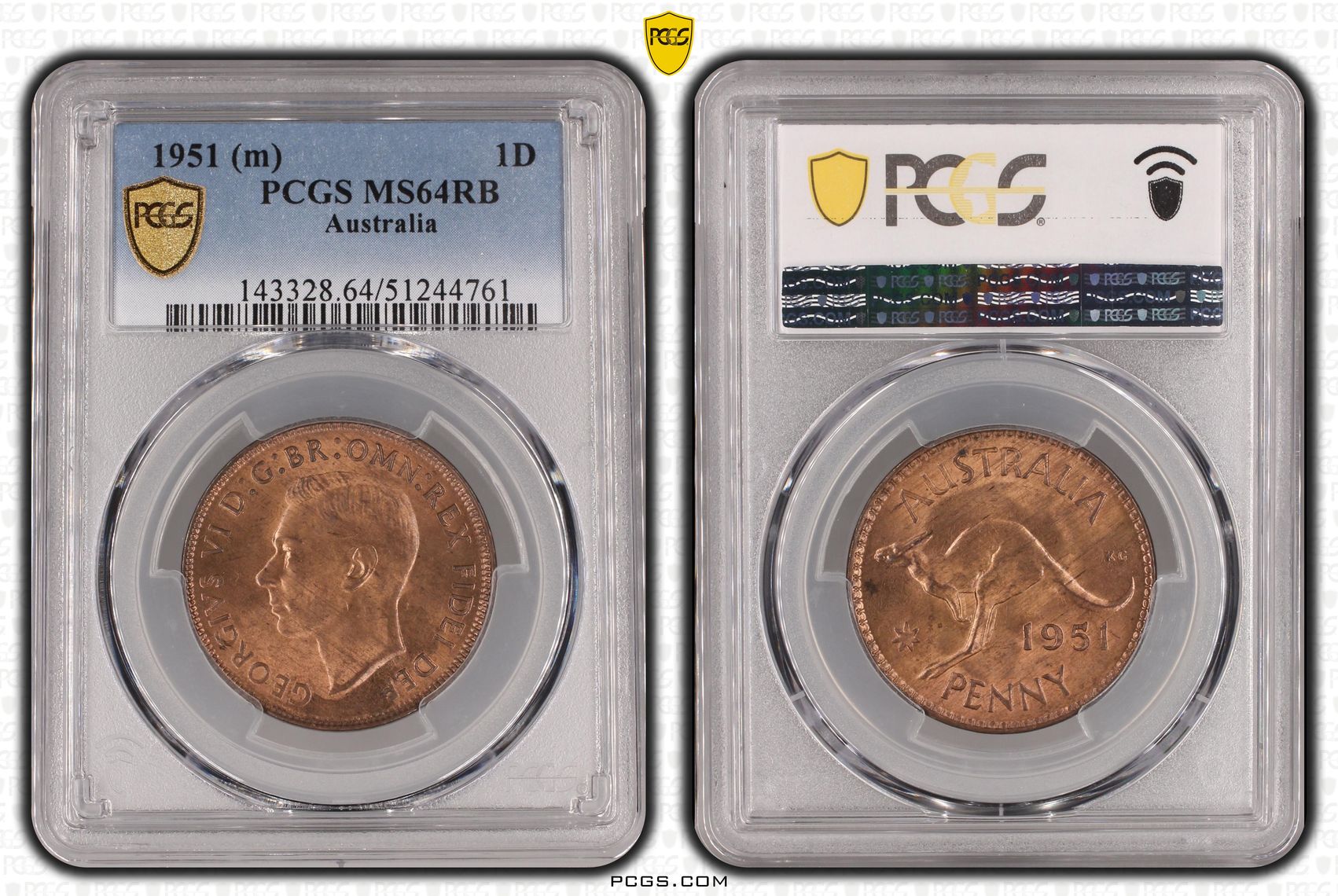 1951 Australia Penny PCGS MS64RB