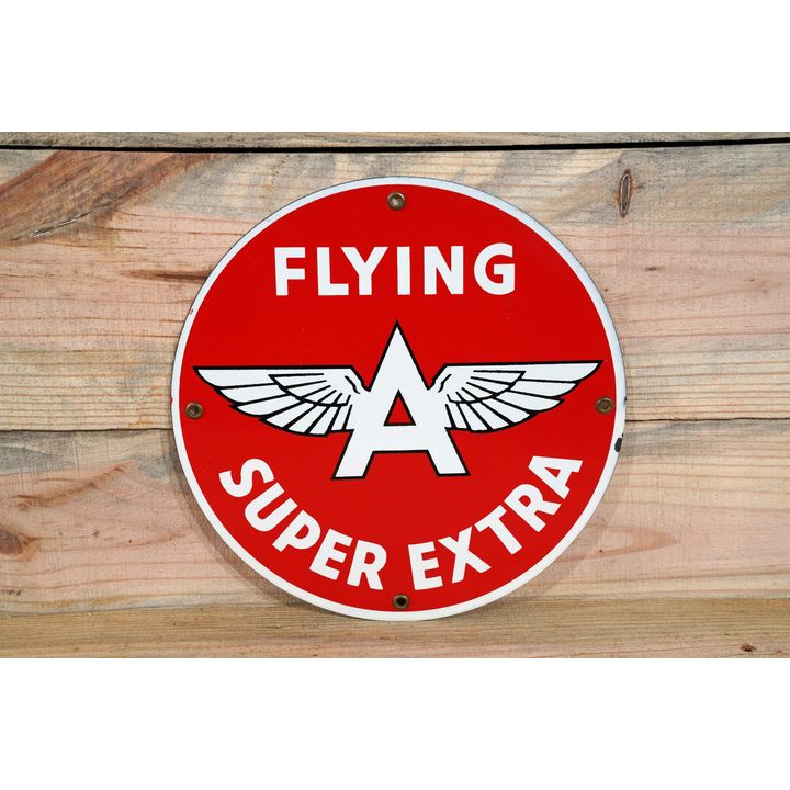 Flying A Super Extra Single Sided Porcelain Pump Sign TAC 9
